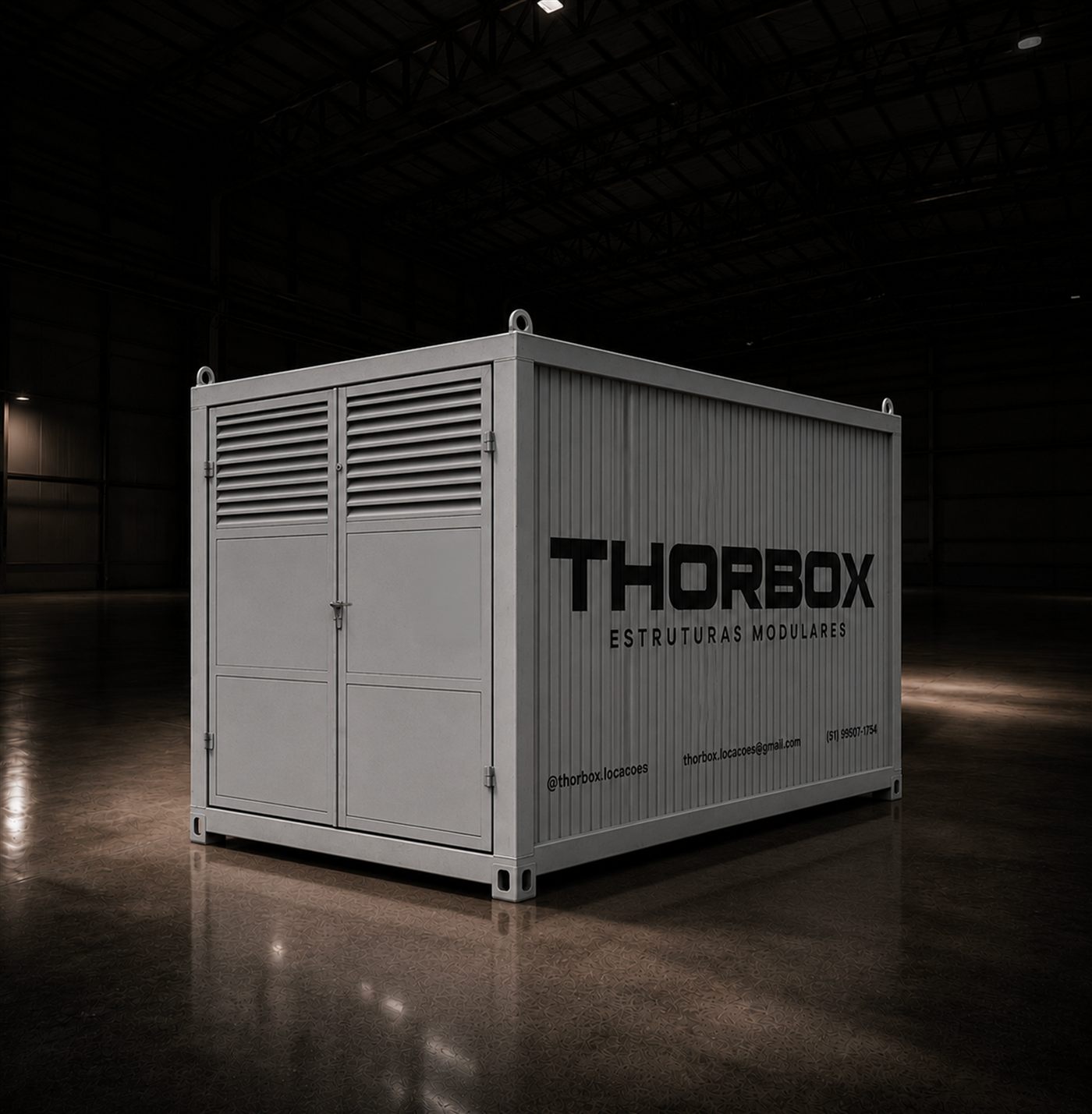 Container ferramental Thor Box para obra no RS, com portas ventiladas
